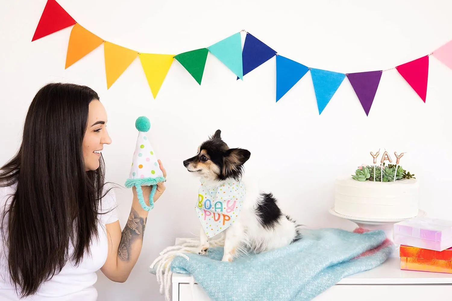 Pearhead Pet Happy Barkday Bandana and Party Hat Birthday Set for Dogs, Small/Medium