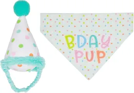 Pearhead Pet Happy Barkday Bandana and Party Hat Birthday Set for Dogs, Small/Medium