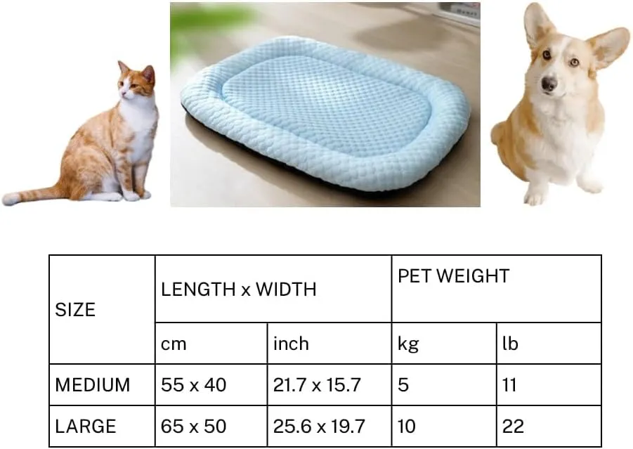 Pet Cooling Mat for Cats and Small Dogs, Self Cooling Fabric, Lightweight, Leak-Proof, Soft and Gently, Washable, Indoor/Outdoor (Light Green, Medium)