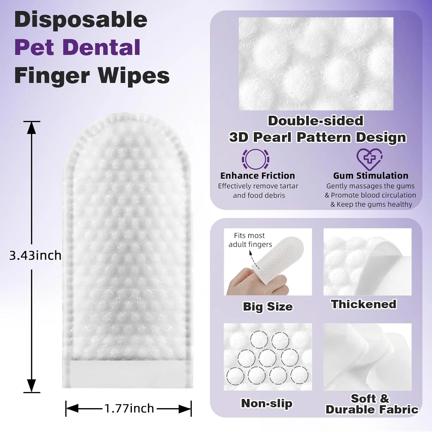 Pet Dental Finger Wipes for Dogs & Cats - Dog & Cat Finger Toothbrush - Remove Plaque & Tartar - Freshens Breath - Dog Teeth Cleaning Wipes (1.77" Wide (120 Count), Coconut)