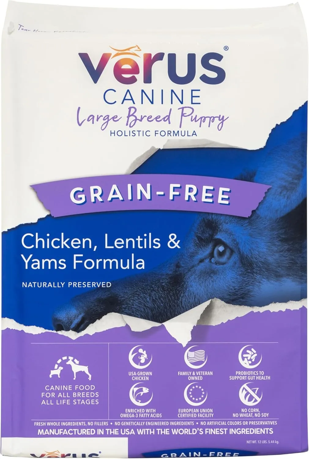 Pet Foods Dry Dog Food Grain-Free Chicken, Large Breed Puppy Formula 12lb Bag