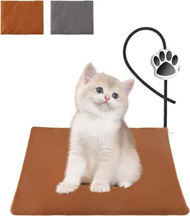 Pet Heating Pad Electric Heating Pad for Dogs and Cats with Anti-Bite Steel Cord Waterproof Adjustable Dog Warm Bed Mat Heated Pad for Pets Deds Blankets and Kennel (Small), brown grey