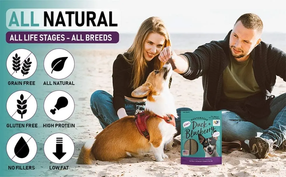 Pet Jerky Factory Premium Duck and Blueberry 5 oz. Dog Jerky Treats | 100% Human Grade | USA Made | High Protein | Grain Free | Limited Ingredients | No Filler | BHA-BHT Free | Soft-Tender