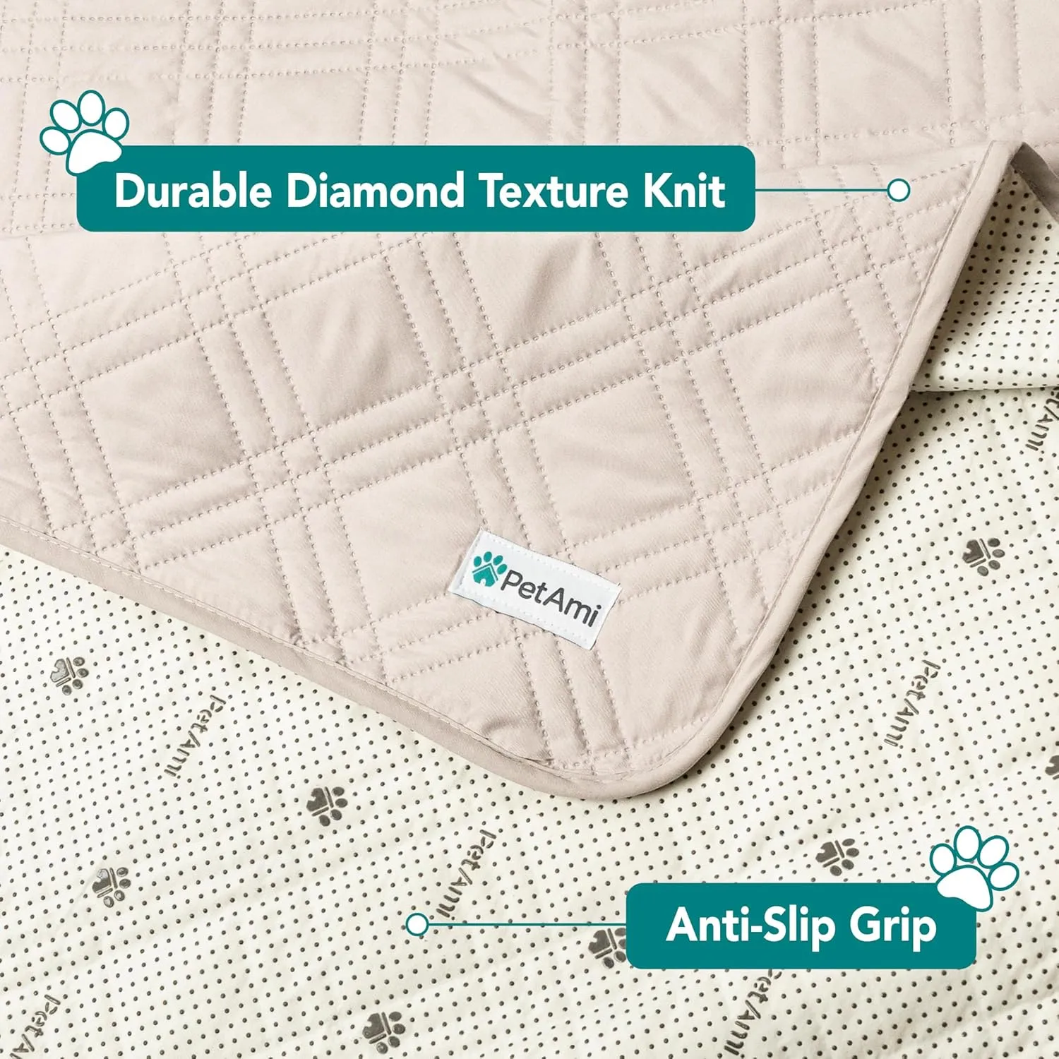 PetAmi Waterproof Dog Bed Cover, Reversible Furniture Protector for Cats & Dogs, Washable Blanket for Couch Seat, 102x82 Beige