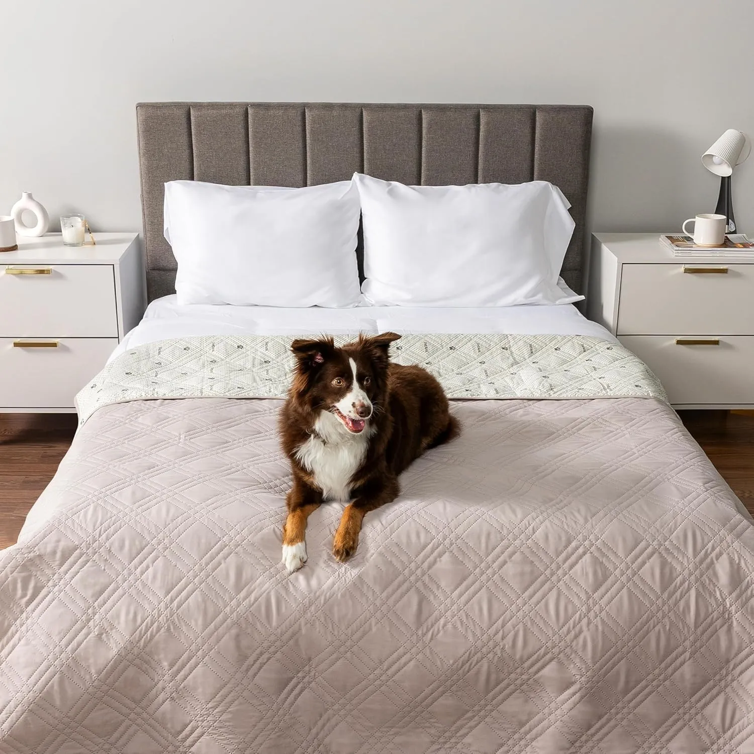 PetAmi Waterproof Dog Bed Cover, Reversible Furniture Protector for Cats & Dogs, Washable Blanket for Couch Seat, 102x82 Beige