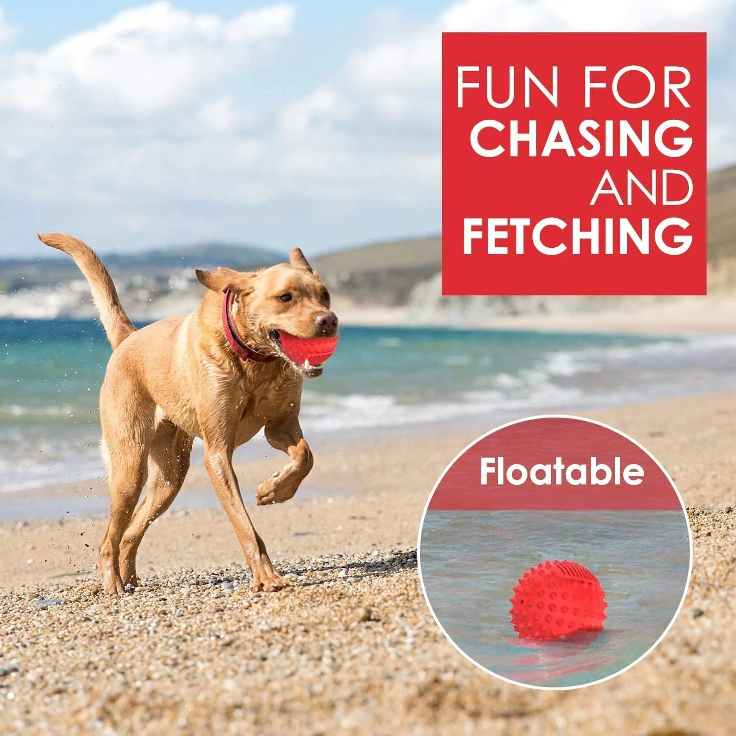 petizer 3" Squeaky Dog Balls for Aggressive Chewers, Durable Interactive Spiky Ball for Teething, Indestructible Rubber Dog Chew Toys, Tough Pet Toys for Small, Medium & Large Breeds