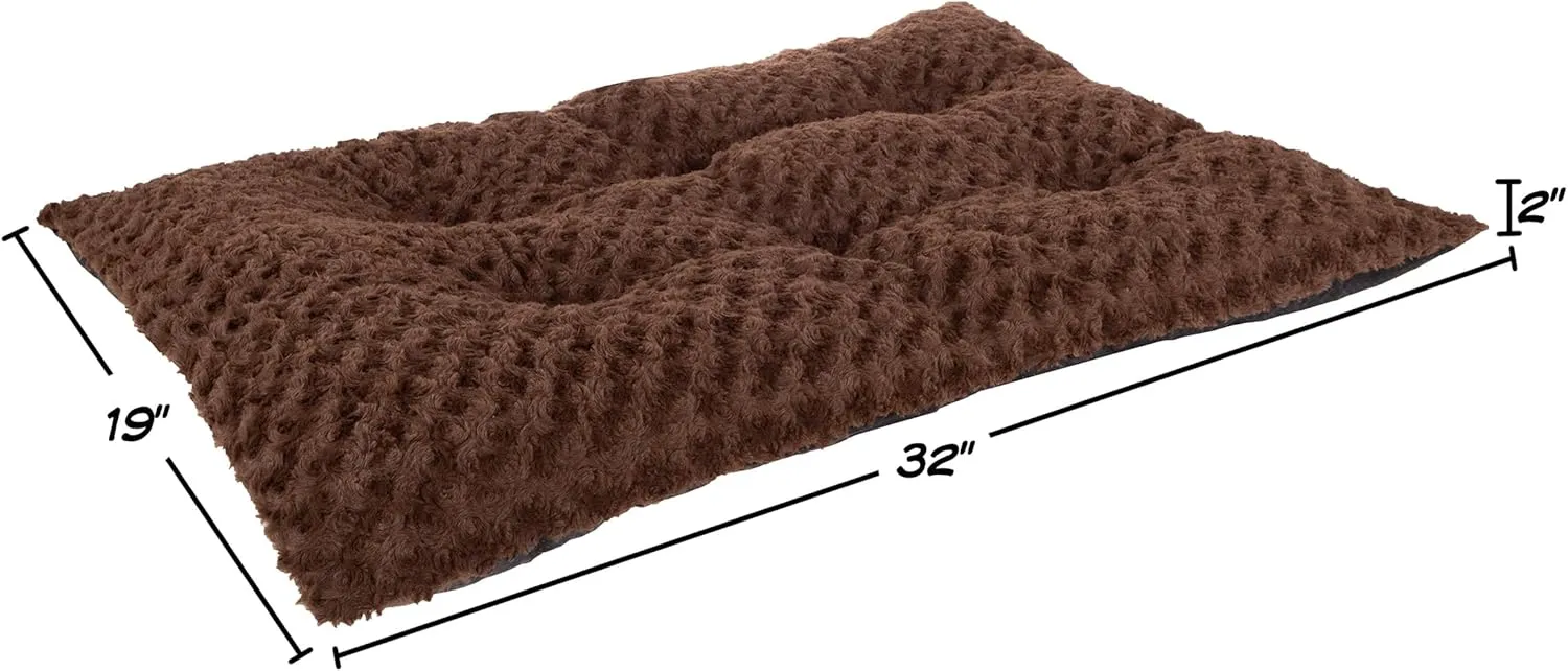 PETMAKER Pet Bed  32x19 Dog Pillow and Crate Pad with Faux Fur Sleep Surface and Non-Slip Bottom  Machine Washable Dog Bed (Brown)