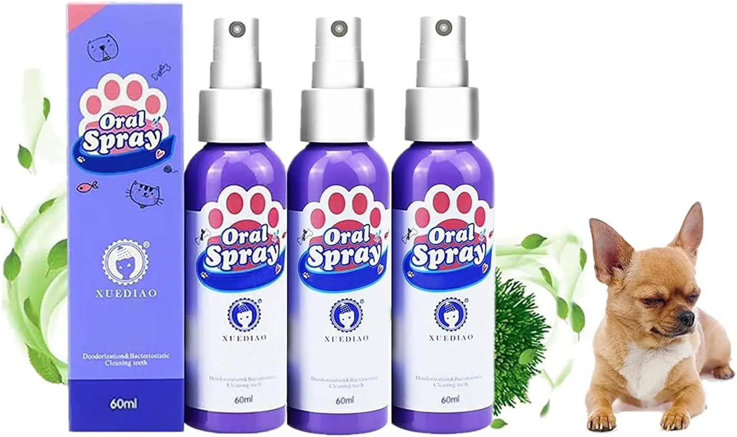 Petry Oral Spray for Dogs - Petry Teeth Cleaning Spray for Dogs and Cats, Pet Breath Freshener Spray Care Cleaner, Oral Spray for Pets, Dog Dental Spray Reduces Plaque & Tartar Buildup (3pcs)