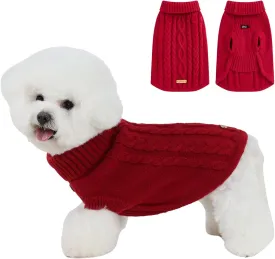PINA Dog Sweater, Turtleneck Dog Sweater Classic Cable Knit, Dog Pullover Sweater Classic Warm Windproof, Puppy Sweater Winter Clothes for Small Medium Large Dogs