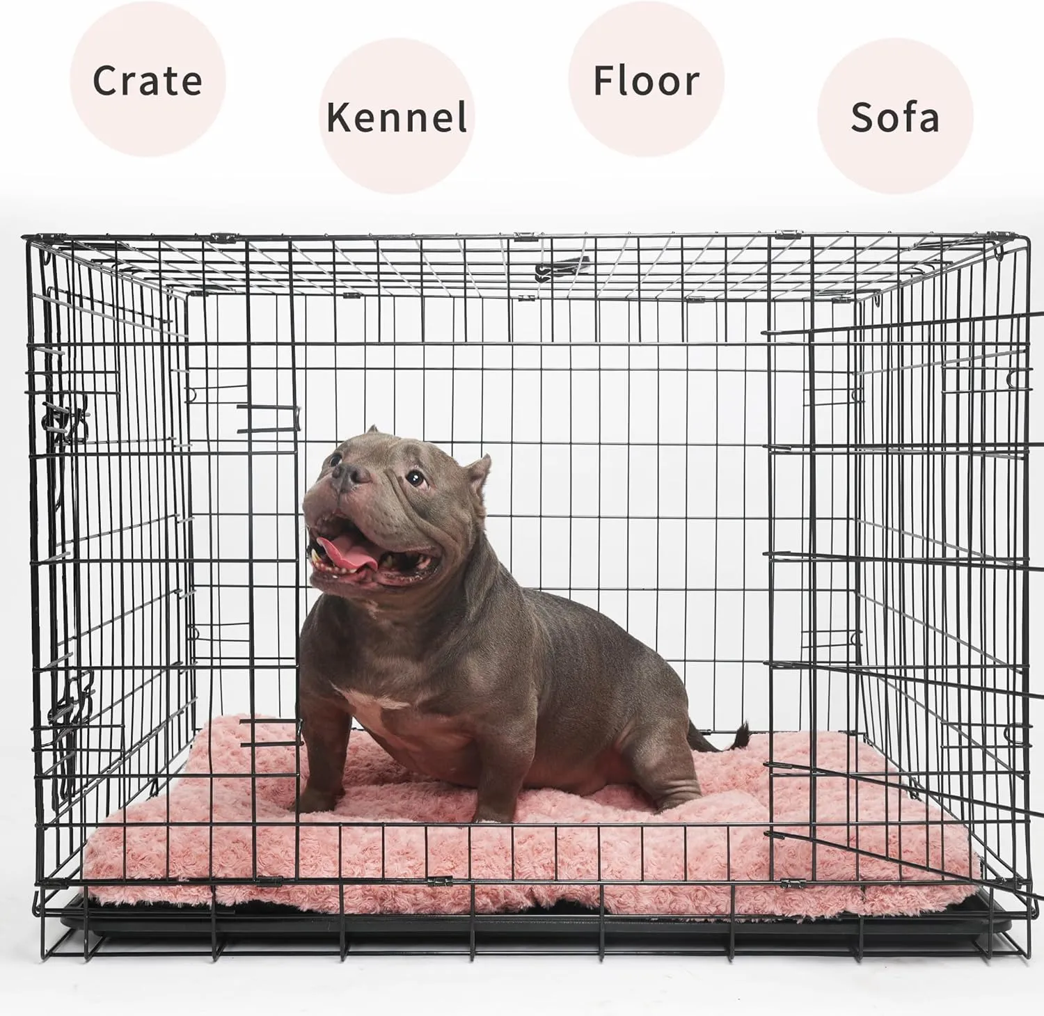 Pink Dog Bed for Crate Washable 36 Inch Kennel Pads for Dog Cages Large Sized Dog Deluxe Plush Fulffy Comfy Anti-Slip Pet Sleeping Mat, 35" x 22", Pink