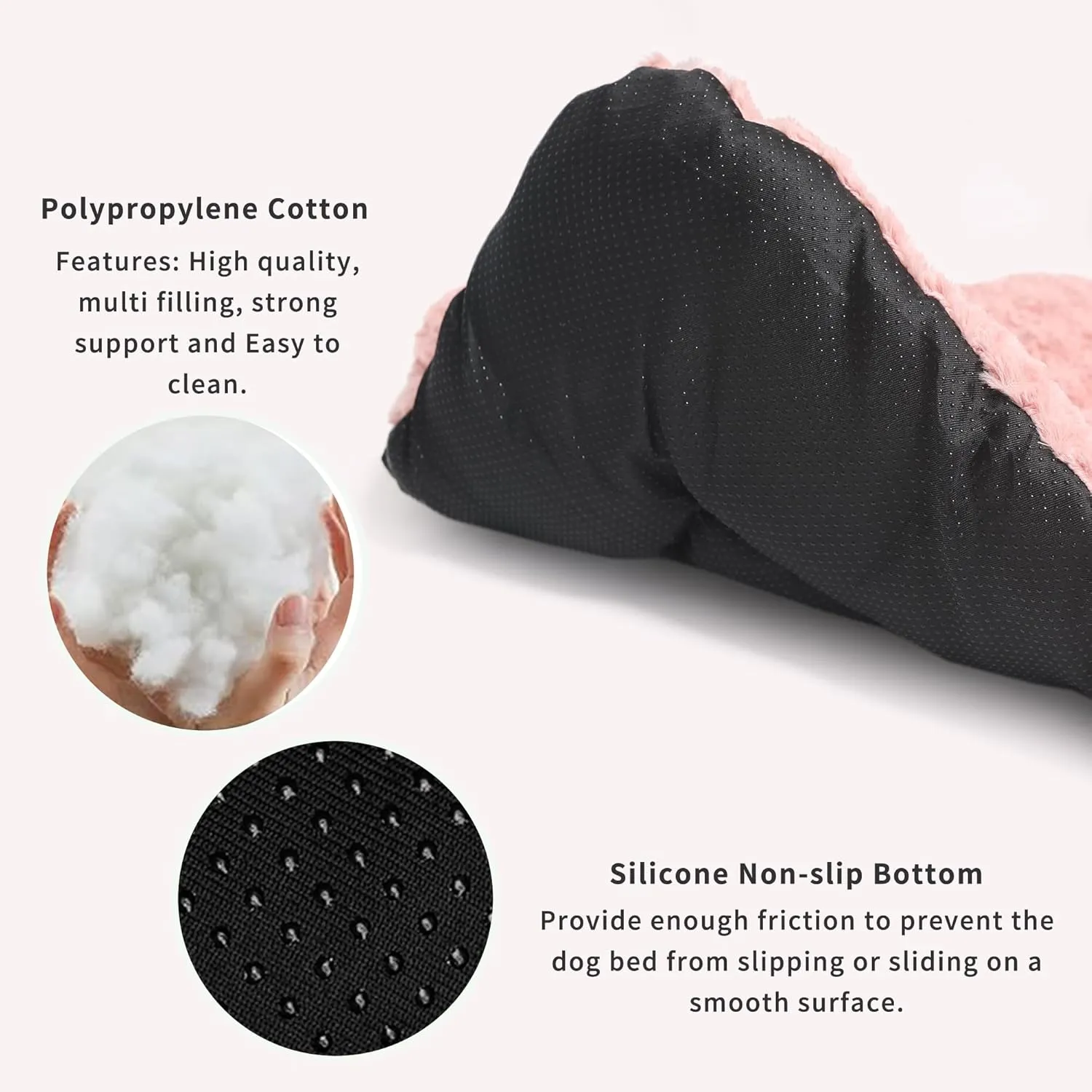 Pink Dog Bed for Crate Washable 36 Inch Kennel Pads for Dog Cages Large Sized Dog Deluxe Plush Fulffy Comfy Anti-Slip Pet Sleeping Mat, 35" x 22", Pink