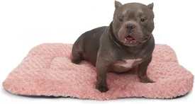 Pink Dog Bed for Crate Washable 36 Inch Kennel Pads for Dog Cages Large Sized Dog Deluxe Plush Fulffy Comfy Anti-Slip Pet Sleeping Mat, 35" x 22", Pink