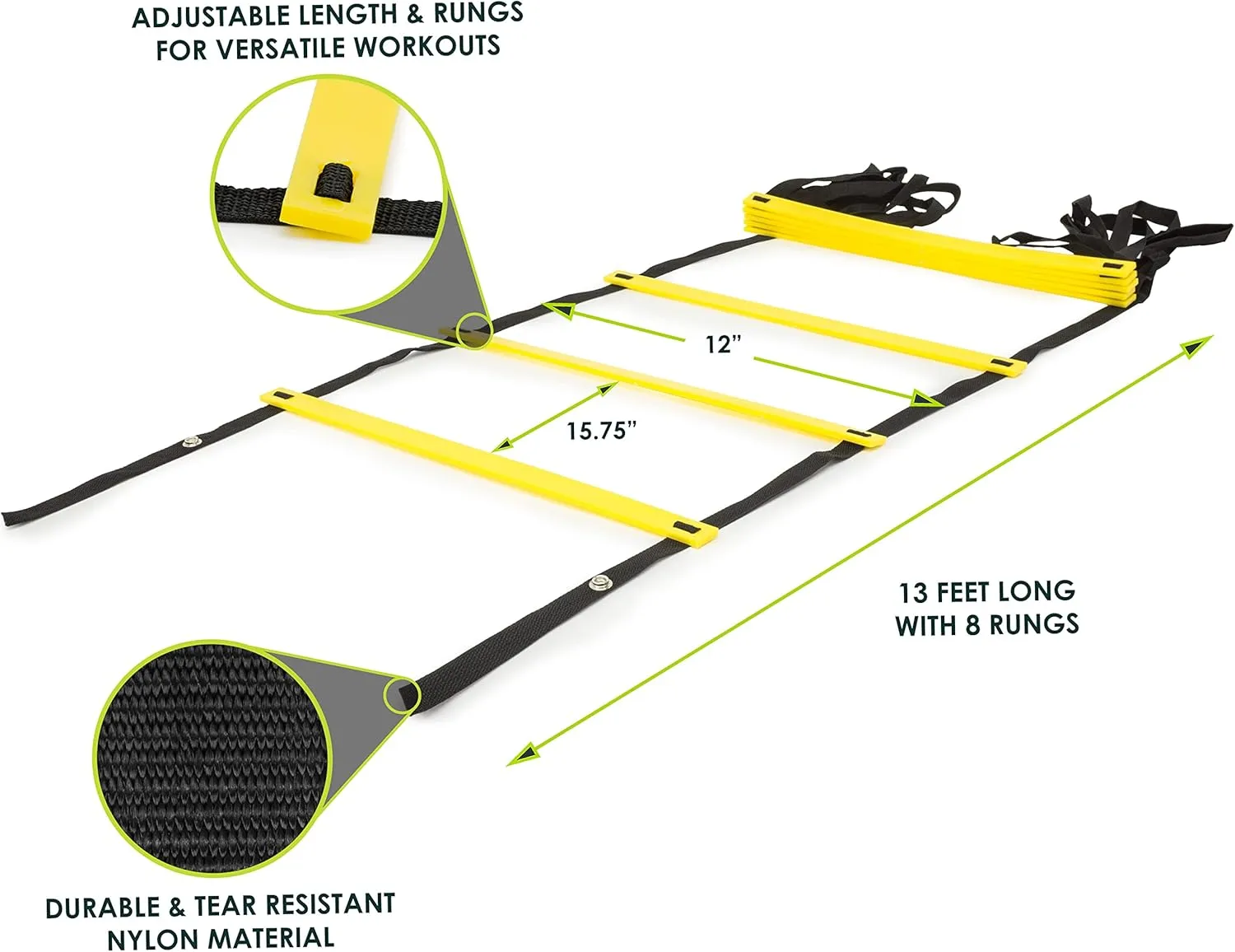 ProsourceFit Speed Agility Ladder 8, 12 and 20 Rung for Speed Training and Sports Agility Workouts with Free Carrying Bag