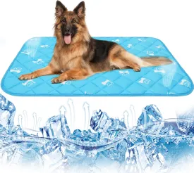PUPTECK Dog Cooling Mat, Upgraded Thickened Pet Cat Cooling Pad, Non-Slip Summer Dog Blanket Outdoor & Indoor Bed, Washable Ice Silk Kennel Crates Mats for Extra Large Medium Small Dogs