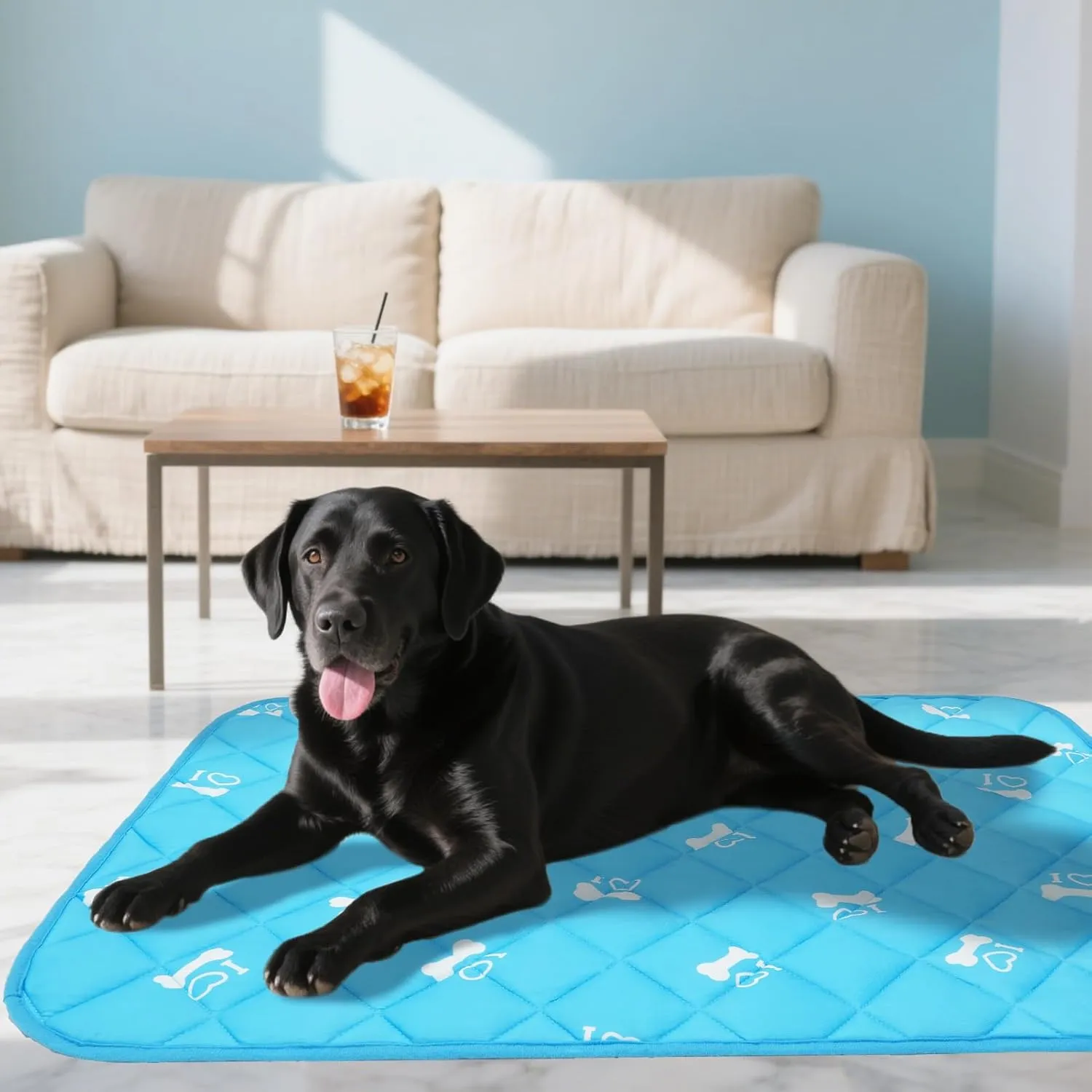 PUPTECK Dog Cooling Mat, Upgraded Thickened Pet Cat Cooling Pad, Non-Slip Summer Dog Blanket Outdoor & Indoor Bed, Washable Ice Silk Kennel Crates Mats for Extra Large Medium Small Dogs