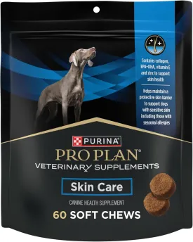 Purina Pro Plan Veterinary Supplements Skin Care Dog Supplements with Omega-3 Fish Oil and EPA and DHA - 60 ct. Pouches