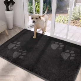 PURRUGS Dirt Trapper Door Mat 32" x 47", Non-Skid/Slip Machine Washable Microfiber Entrance Rug, Shoes Scraper, Dog Doormat, Super Absorbent Floor Mat for Muddy Wet Shoes and Paws, Charcoal
