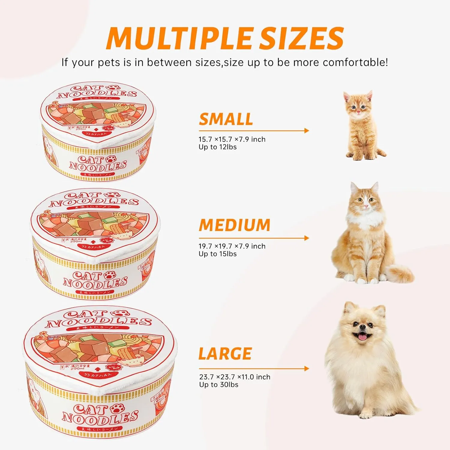  Ramen Noodle Dog & Cat Bed,Keep Warm and Super Soft Creative Pet Nest for Indoor Cats,Removable Washable Cushion for Small Medium Large Dogs and Cats