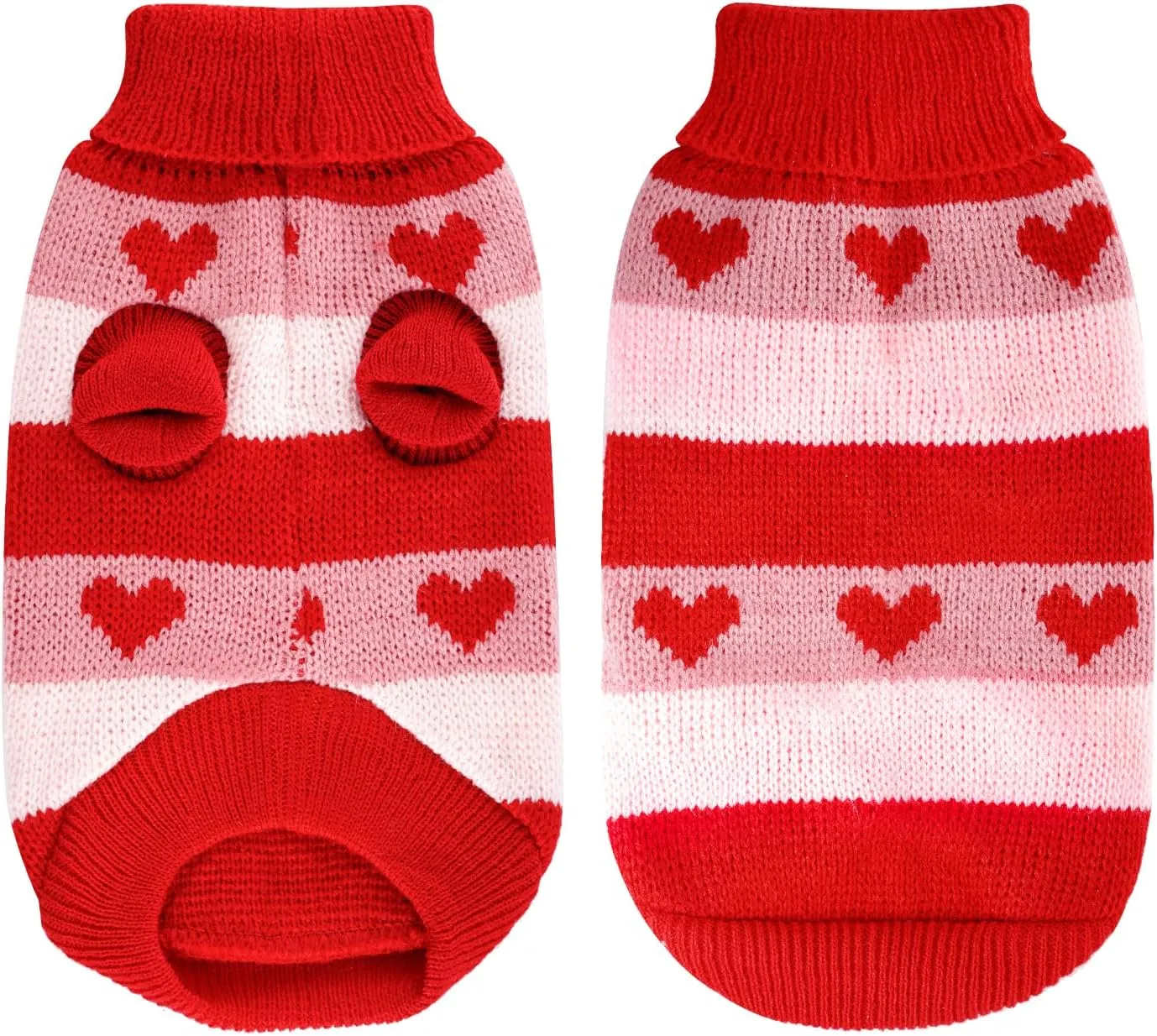 Rbenxia Heart Knitted Sweater Warm Dog Clothes Winter Outfits for Small Puppy Cat Pets (Red, M)