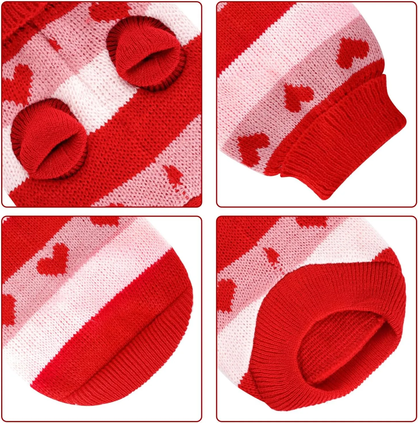 Rbenxia Heart Knitted Sweater Warm Dog Clothes Winter Outfits for Small Puppy Cat Pets (Red, M)