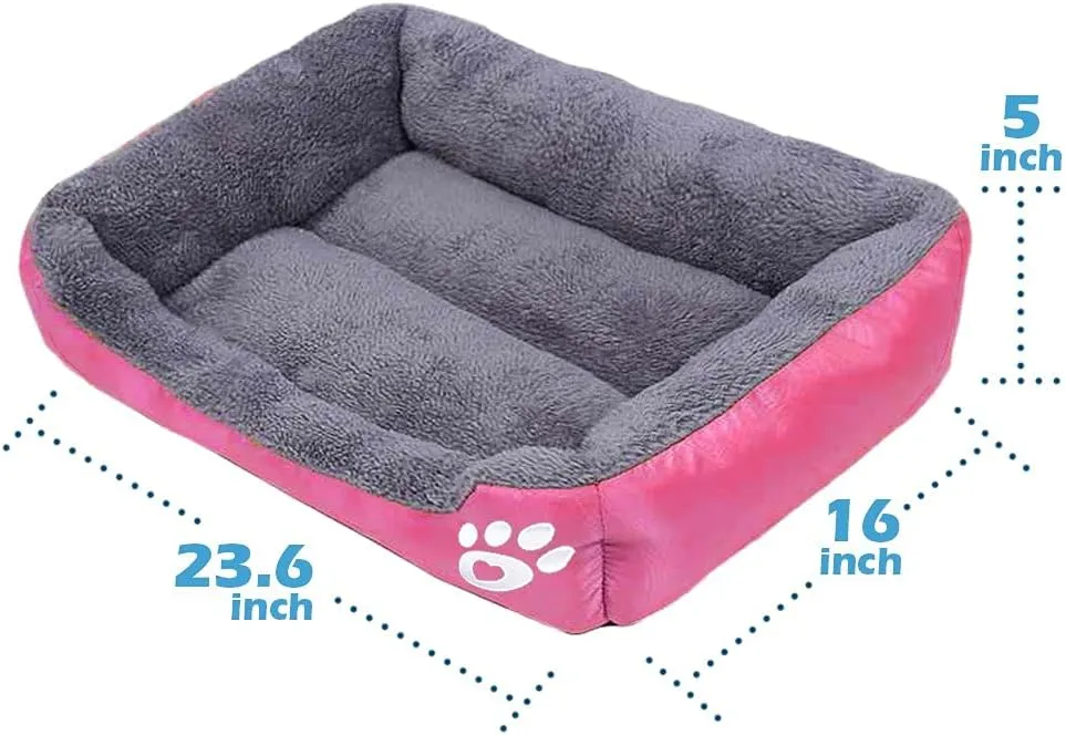 Rectangular Dog Cat Beds Mattress Washable Pads Room, Soft Winter WarmPlush Faux Fur Sleeping Pet Fleece Bed Mat for Small Doggy Kitten Puppy, with Anti-Slip Waterproof Bottom, (Pink)