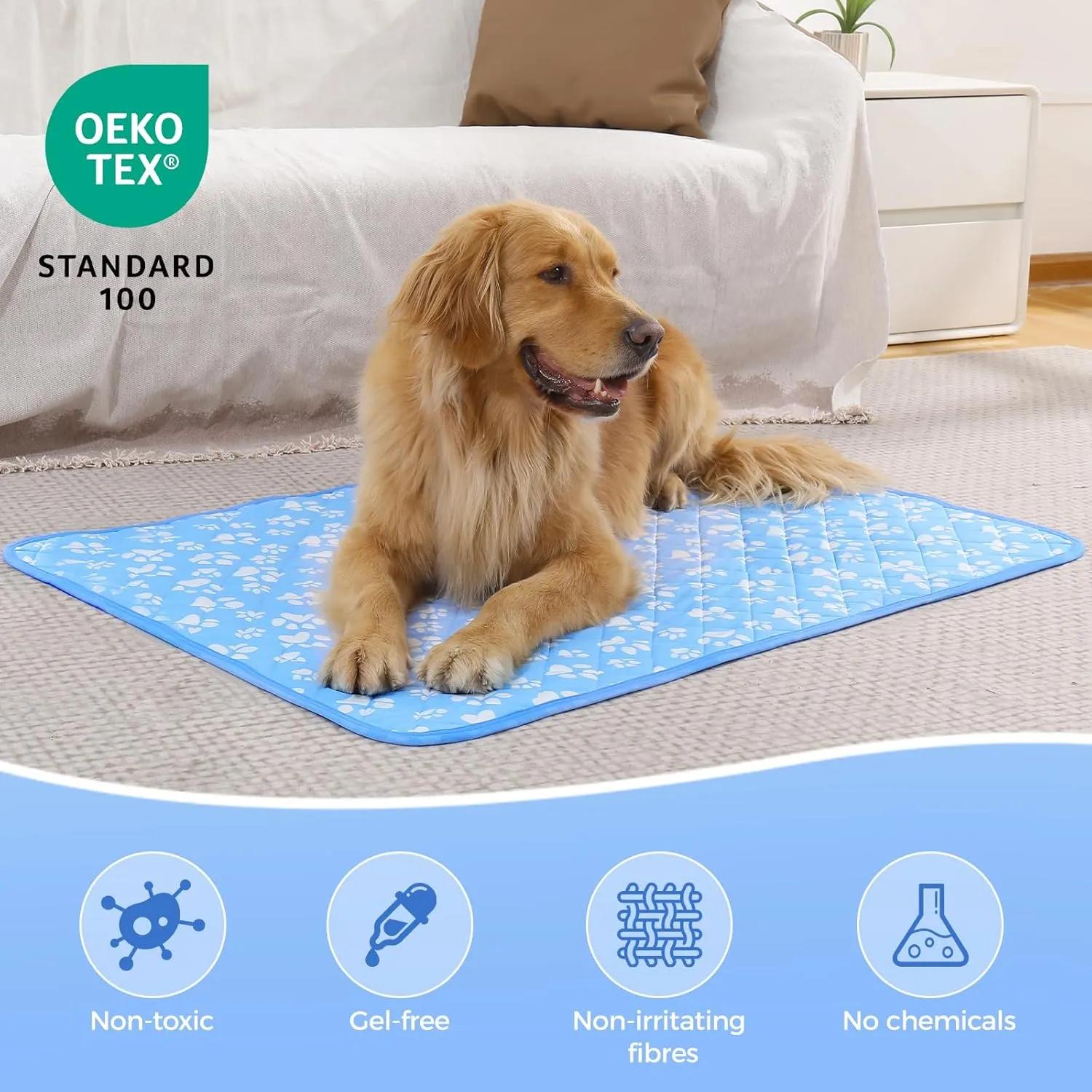 Rywell Upgrade Self-Cooling Mat for Dogs Extra Large, 44'' x 32'' - Endothermic Color Changing Arc-Chill Cooling Fiber - Washable Non-Toxic Summer Pet Outdoor Bed, Non-Slip&Foldable