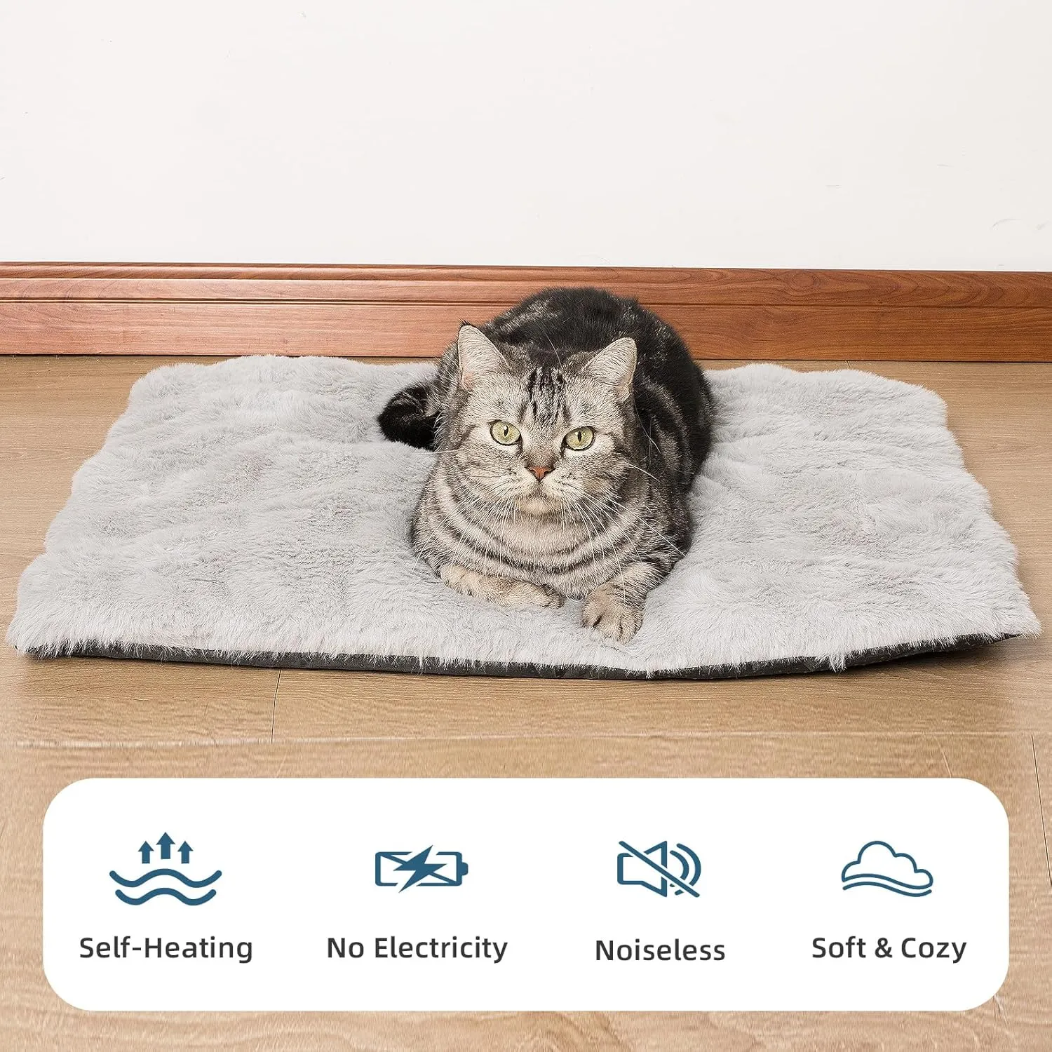 Self Warming Cat Mat Self Heating Cat Bed 24" x 18" Thermal Cat Mat Extra Warm Dog Bed Cat Beds for Indoor and Outdoor Cats Pet Heating Pad for Kittens Small Puppy Pets with Washable Removable Cover