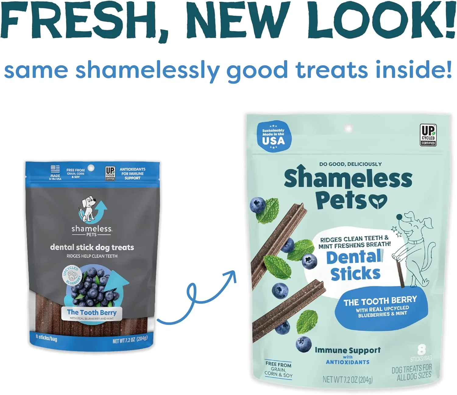 Shameless Pets Toothberry Dental Chews for Dogs  Natural Dog Dental Sticks for Fresh Breath, Teeth Cleaning & Removes Tartar, Grain-Free Dog Treats, No Corn or Soy