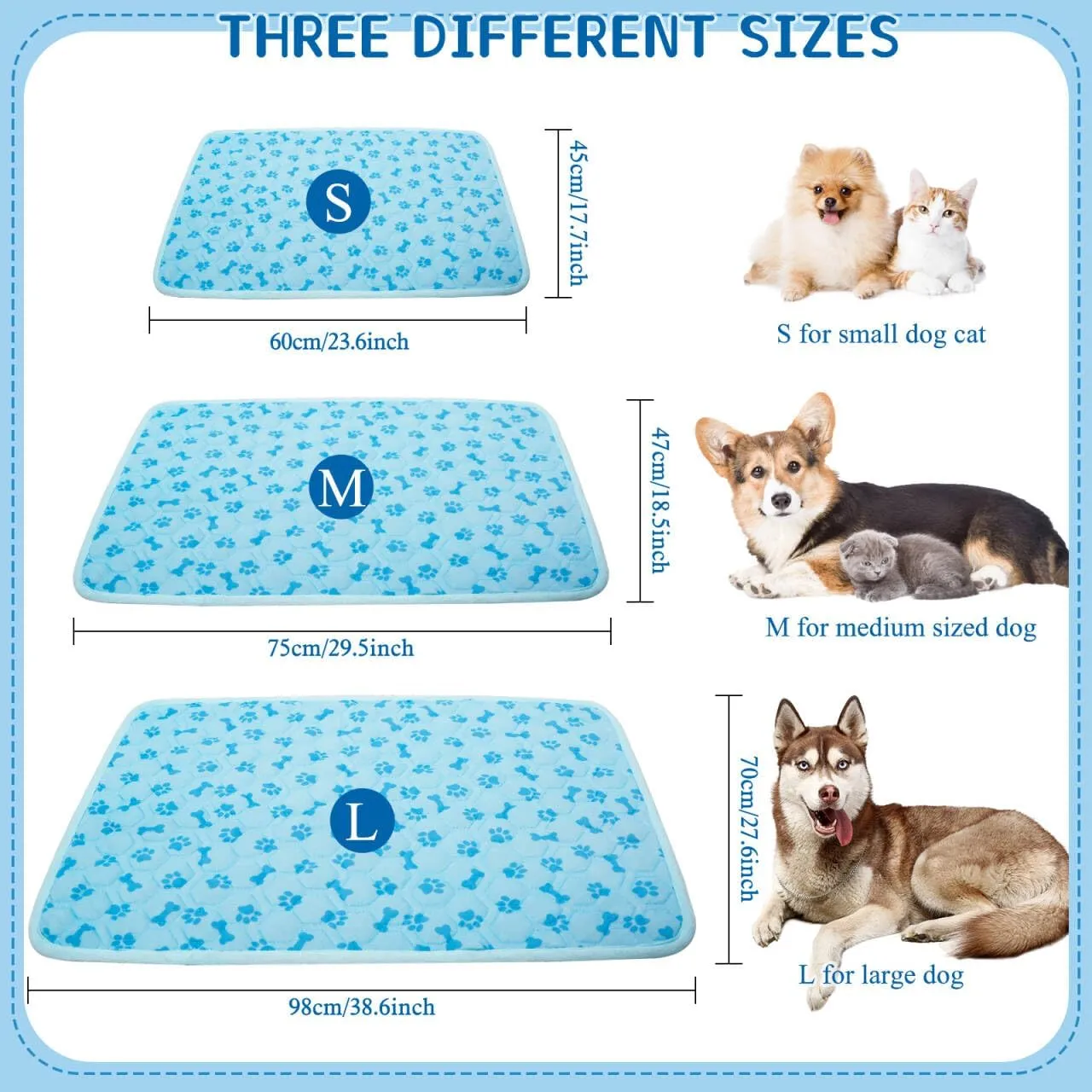 SHEJIZE Dog Cooling Mat Self-Cooling Mat for Dogs and Cats Non-Slip Pet Cool Pad Dog Sleeping Pad Summer Blanket for Pets Foldable Washable for Kennel, Travel, Bed, Cars, Indoor and Outdoor Use