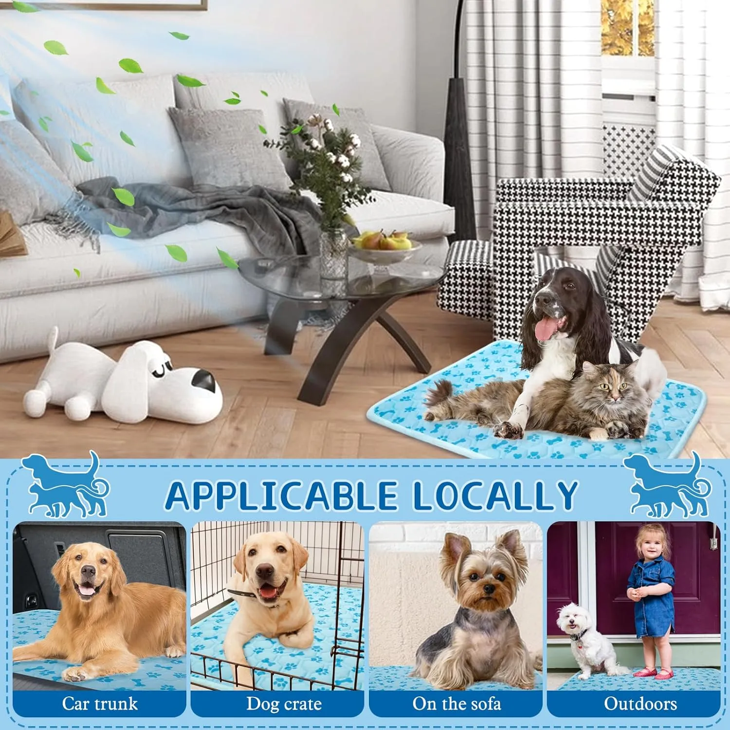SHEJIZE Dog Cooling Mat Self-Cooling Mat for Dogs and Cats Non-Slip Pet Cool Pad Dog Sleeping Pad Summer Blanket for Pets Foldable Washable for Kennel, Travel, Bed, Cars, Indoor and Outdoor Use