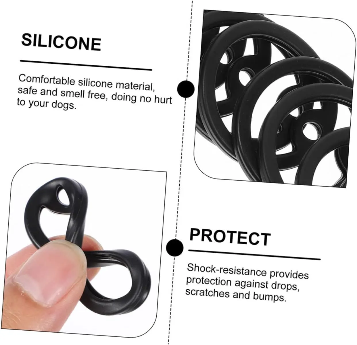 Silent Dog Collar Name Plate Service Dog Tag Qr Code Pet Id Tag Silicone Protector