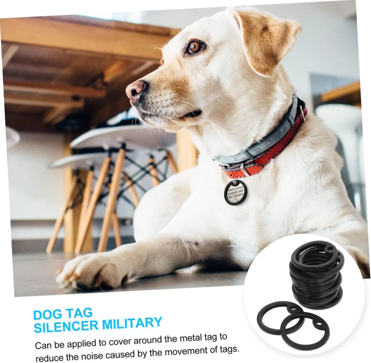 Silent Dog Collar Name Plate Service Dog Tag Qr Code Pet Id Tag Silicone Protector