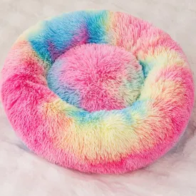 Small Cat Bed Nest Bed Dog Bed Round Bed Donut Rabbit Bed Pet Bed Small Kitten Bed Warm Fluffy Donut Bed Furry Cat for 3Kg Pet