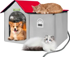 Smart Thermostat Cat House - Electric Cooling & Heated Cat Bed for All Seasons, Portable Air Conditioned Cat Cave, Easy Foldable for Indoor Cats (Negative Ion Safe)