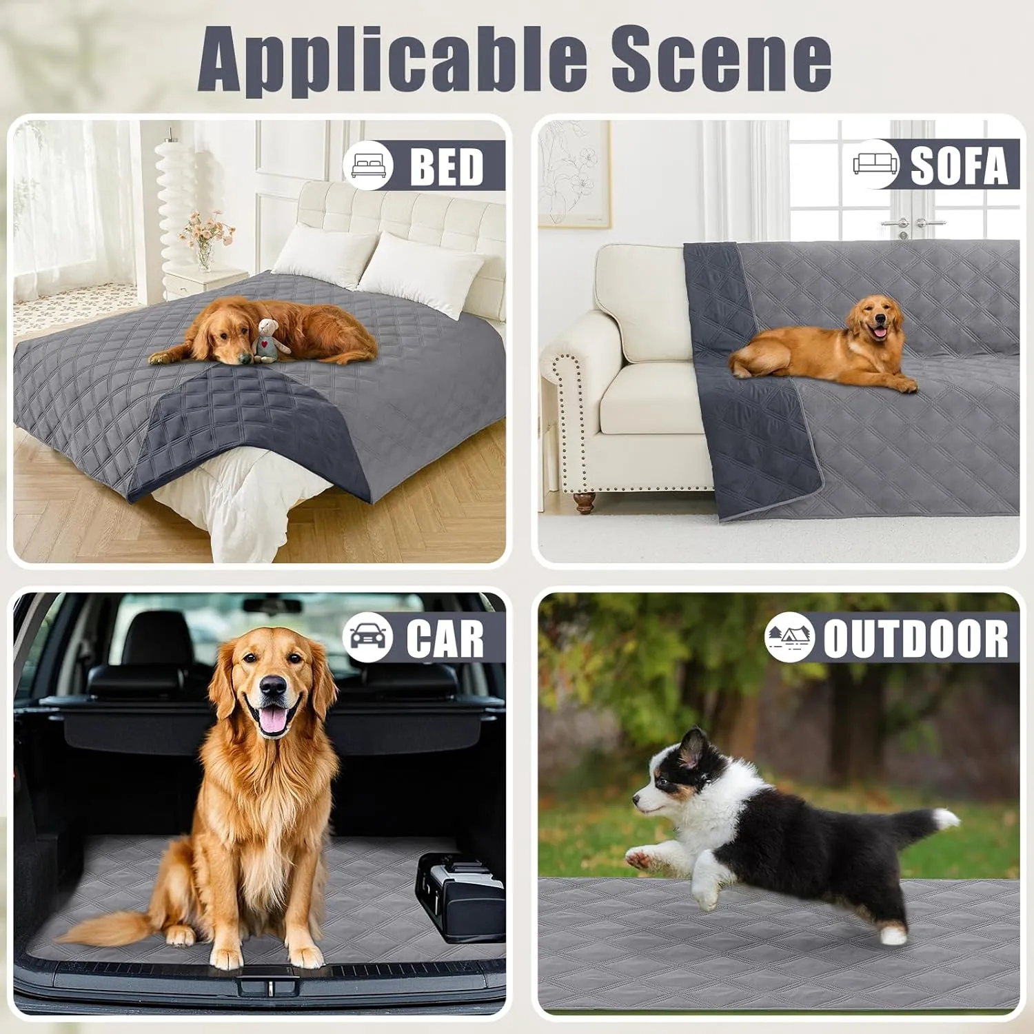 Smiry Waterproof Dog Bed Cover Blanket 30x70, Soft Reversible Pet Blanket, Washable Leakproof Cats Dogs Couch Cover for Sofa, Couch, Furniture, Grey/Dark Grey