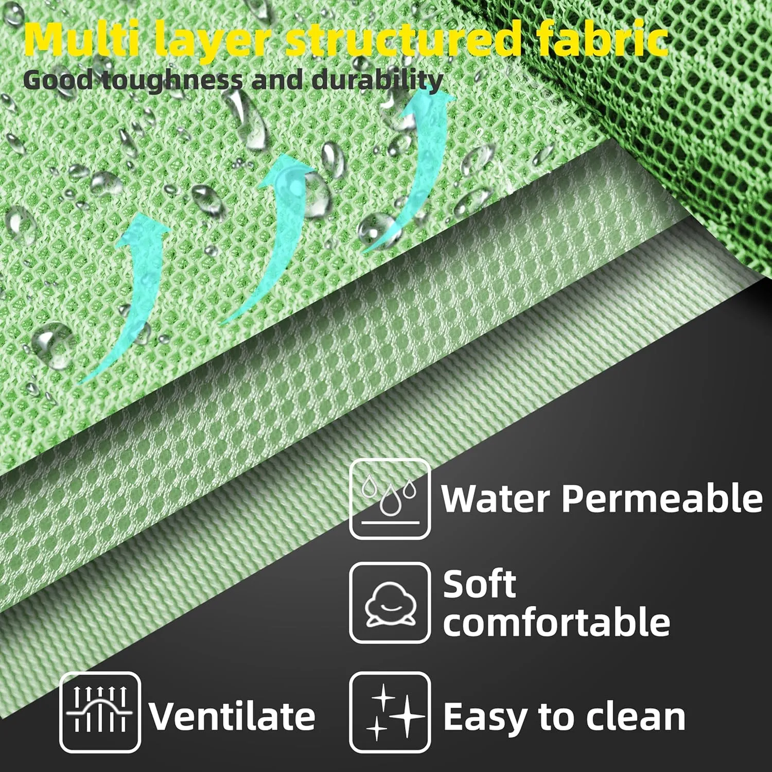 Soft Mesh Elevated Pet Bed for Large Medium Dogs Outdoor Resting Cot with Water-Resistant, Air-Permeable, Cooling and Anti-Skid Portable Dog Bed, Up to 80 lbs, 33.3" L x 25.2" W x 6.9" H, Green