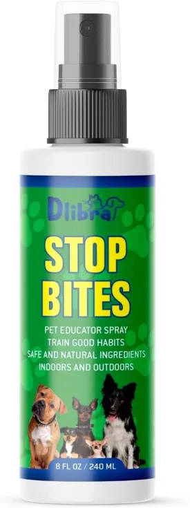 Stop Bites Spray for Dogs  Natural Anti-Chew Spray for Furniture, Shoes, Curtains, & More | Safe Puppy & Adult Dog Training Aid | No Chew Solution