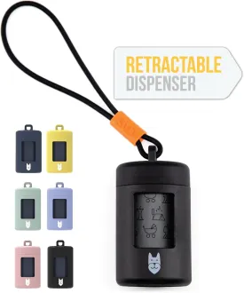 SVD.PET Retractable Poop Bag Dispenser, Lightweight Holder, Stretchy Strap Fits Any Leash, Dog Walking Accessory (Black)