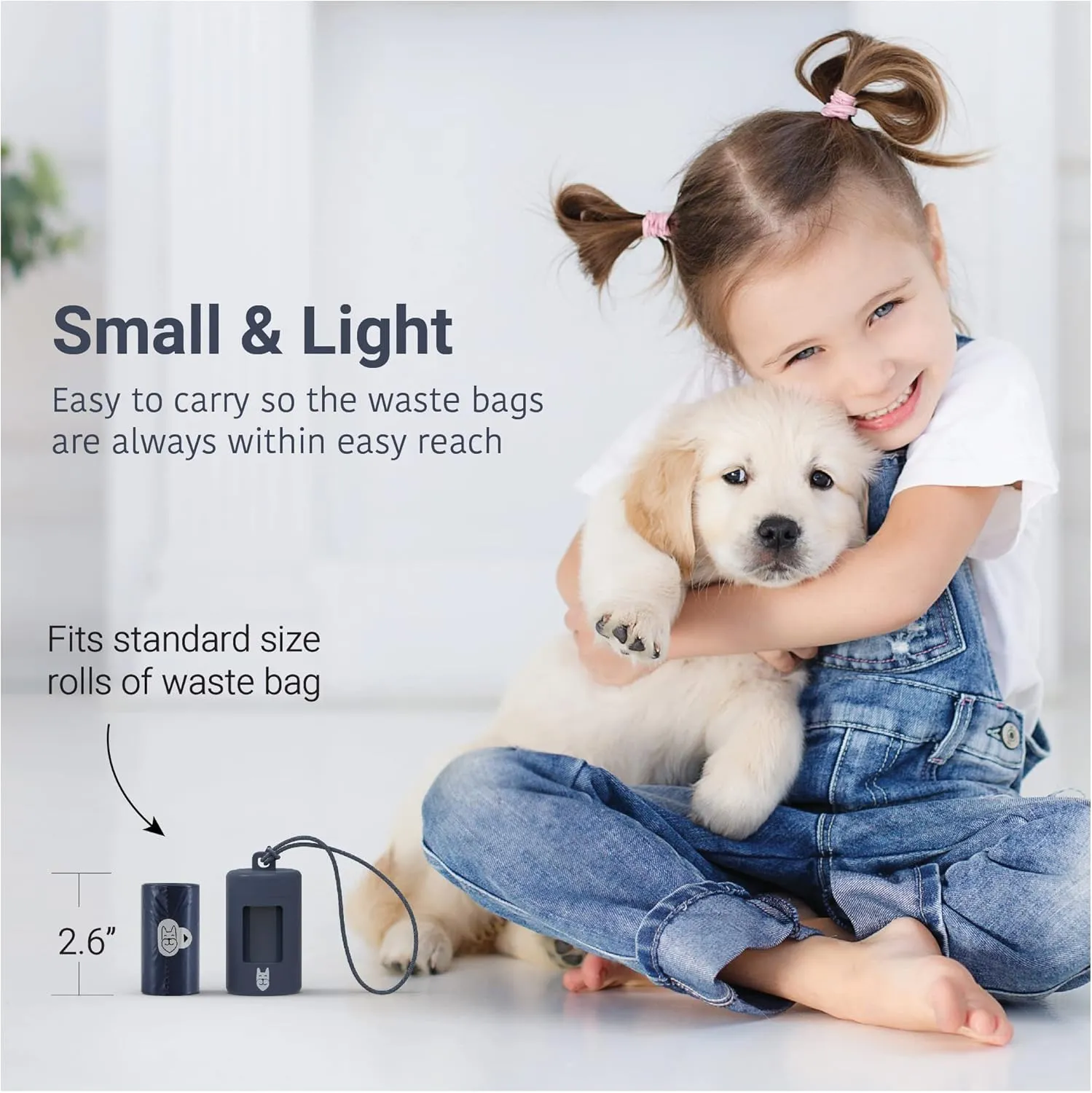 SVD.PET Retractable Poop Bag Dispenser, Lightweight Holder, Stretchy Strap Fits Any Leash, Dog Walking Accessory (Black)