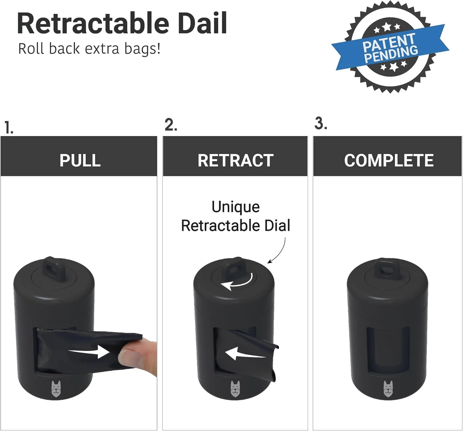 SVD.PET Retractable Poop Bag Dispenser, Lightweight Holder, Stretchy Strap Fits Any Leash, Dog Walking Accessory (Black)