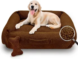 Sytopia Indestructible Chew Proof Dog Bed, Anti-Anxiety Donut Cuddler, Waterproof Soft Round Bed, 32 Inch Teddy Bear Fleece, Washable for Small Medium Dogs and Large Cats 35 lbs, Brown
