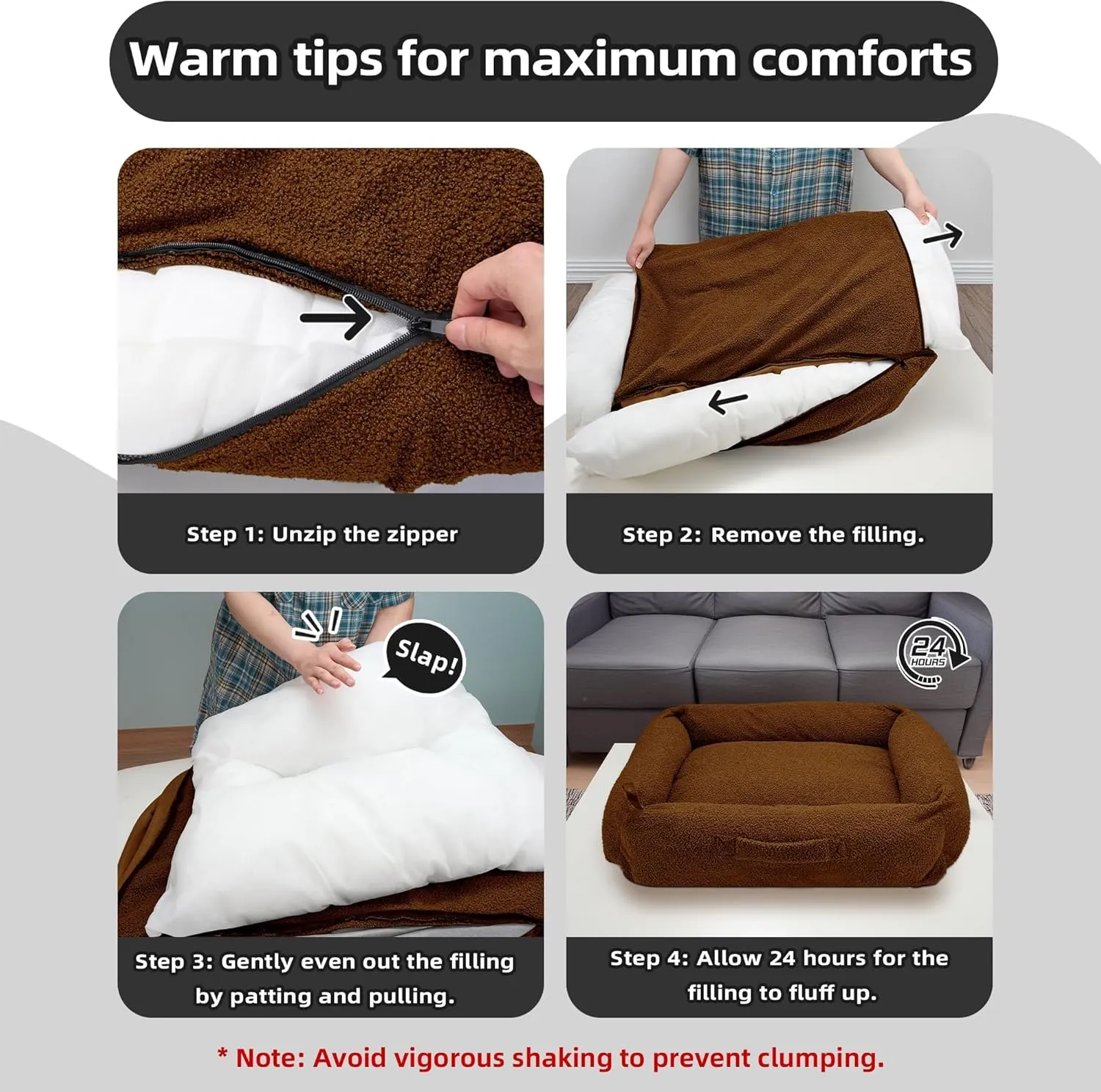 Sytopia Indestructible Chew Proof Dog Bed, Anti-Anxiety Donut Cuddler, Waterproof Soft Round Bed, 32 Inch Teddy Bear Fleece, Washable for Small Medium Dogs and Large Cats 35 lbs, Brown