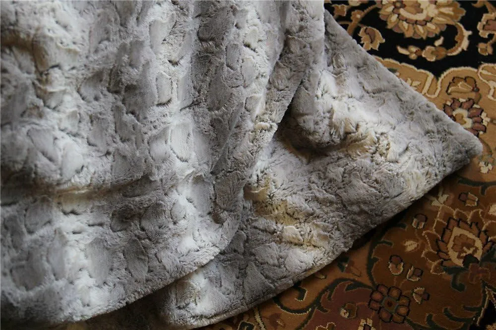 Tache 90 X 90 Inch Faux Fur Bed Blankets Full Queen Size Grey Snow Giraffe Super Soft Warm Embossed Gray Throw Blanket
