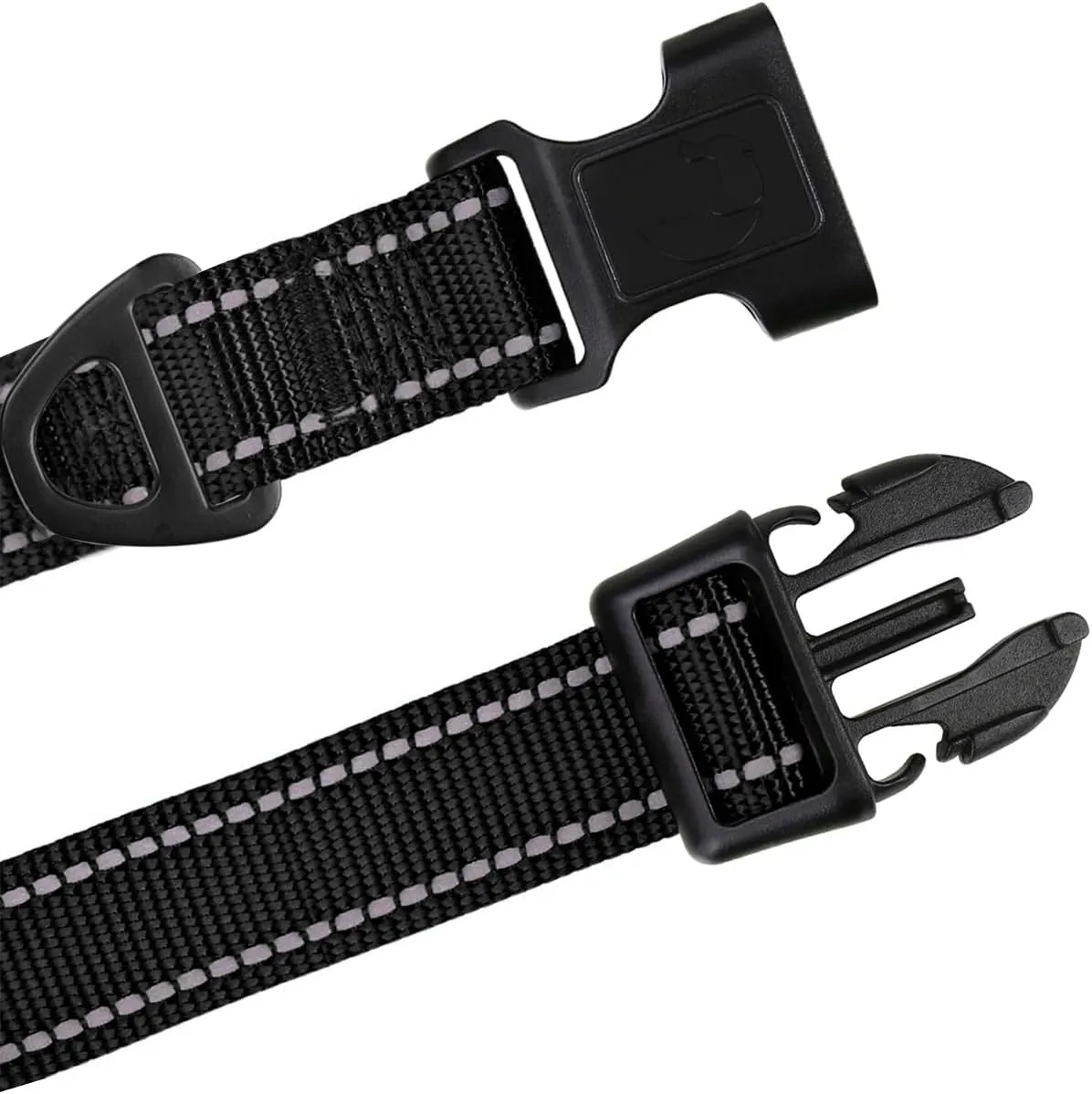 TagME Reflective Nylon Dog Collars, Adjustable Classic Pet Collar with Quick Release Buckle for Small Dogs, Black, 5/8" Width