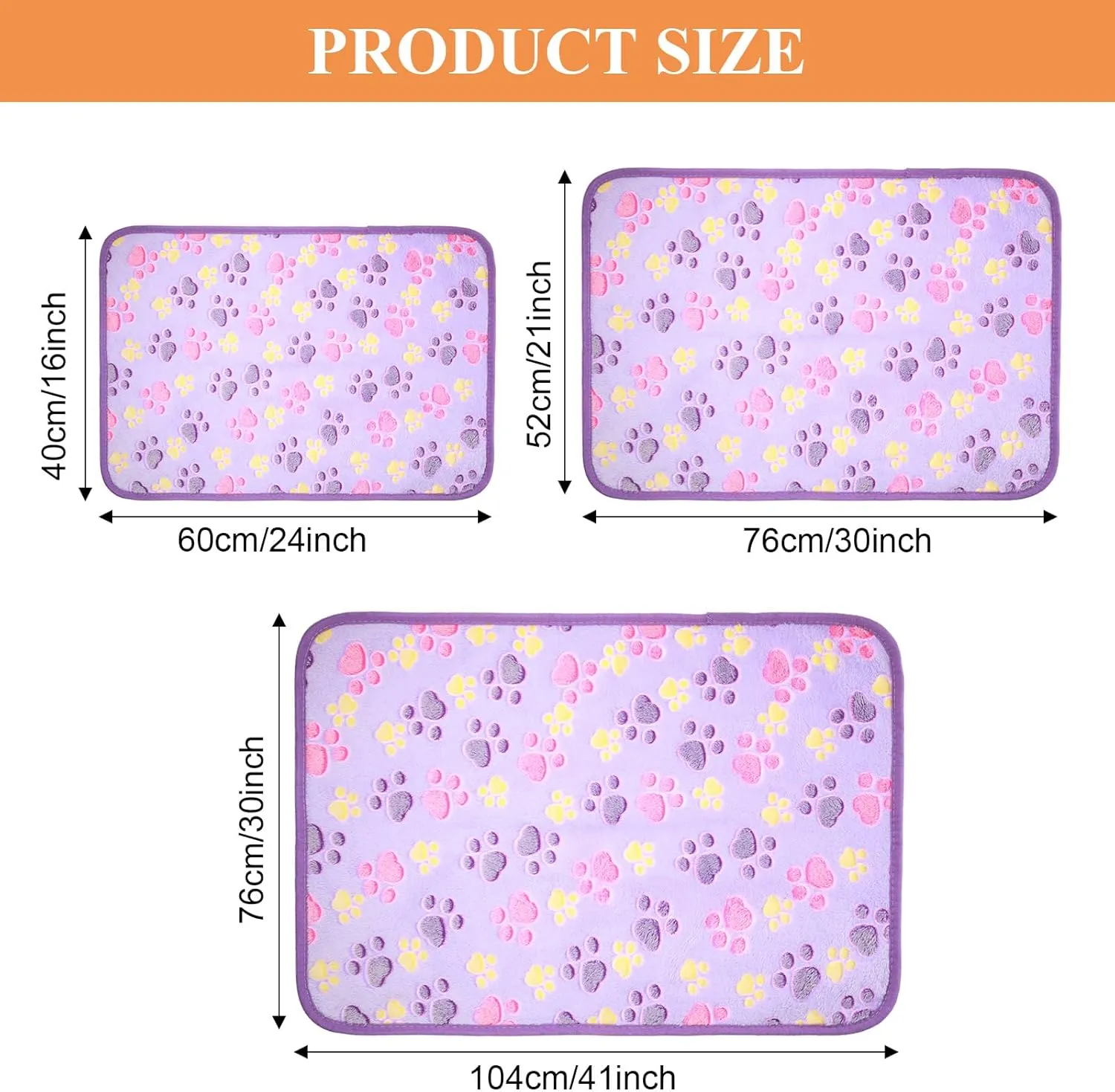 Tatuo 4 Pcs Dog Blanket for Pet Puppy Teething Toys Paw Print Fleece Blanket for Pet Cat Soft Warm Sleep Mat Guinea Pig Cage Mat(Small(24 x 16 Inch),White, Coffee, Pink, Purple)