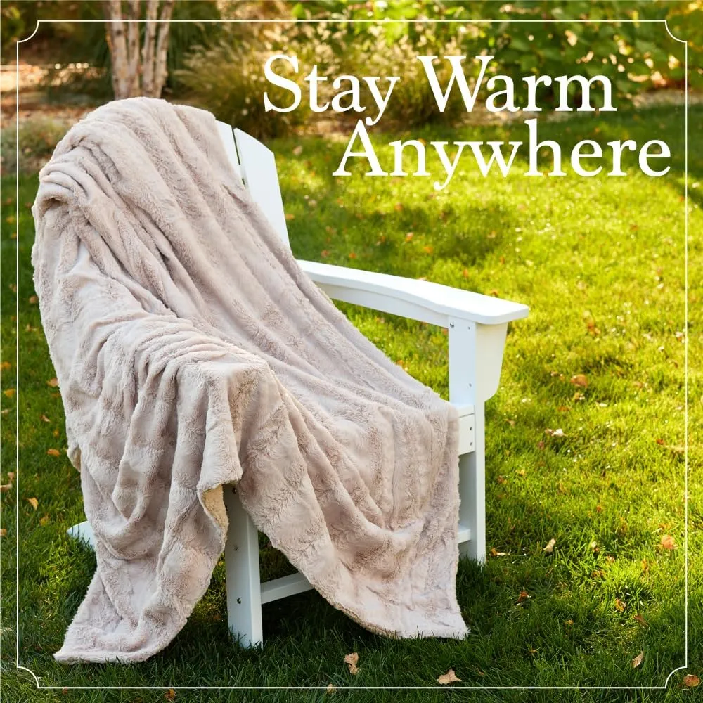 The Connecticut Home Co Bedding Blanket, King 108x90, Soft Fluffy Room Decor, Cozy Warm Throws for Bed, Gifts for Women, Bedroom Cute Aesthetic Blankets Faux Fur and Sherpa Dusty Rose