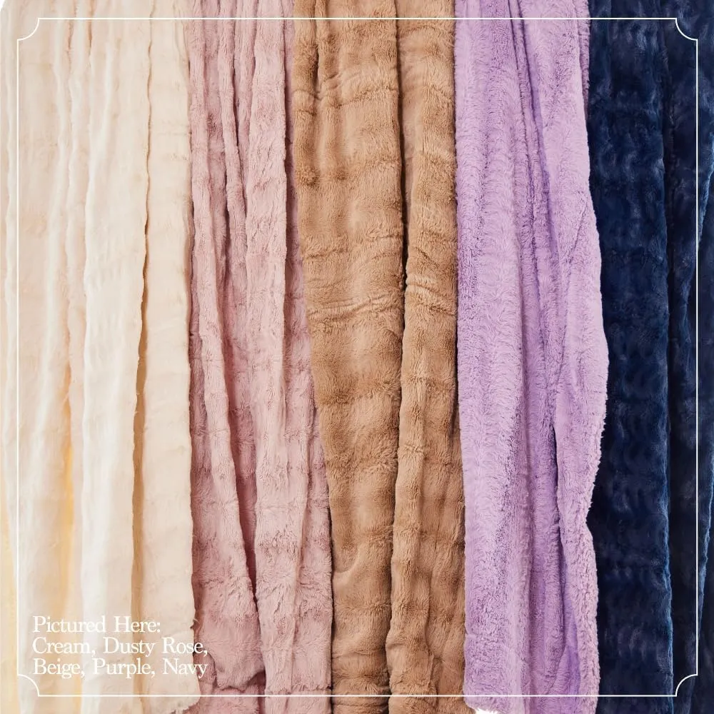 The Connecticut Home Co Bedding Blanket, King 108x90, Soft Fluffy Room Decor, Cozy Warm Throws for Bed, Gifts for Women, Bedroom Cute Aesthetic Blankets Faux Fur and Sherpa Dusty Rose