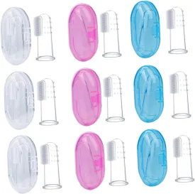 Toothbrush Finger 9pcs Silicone Brush Newborn Finger Toothbrush Oral Cleaner for Baby Teething Brush Storage Case
