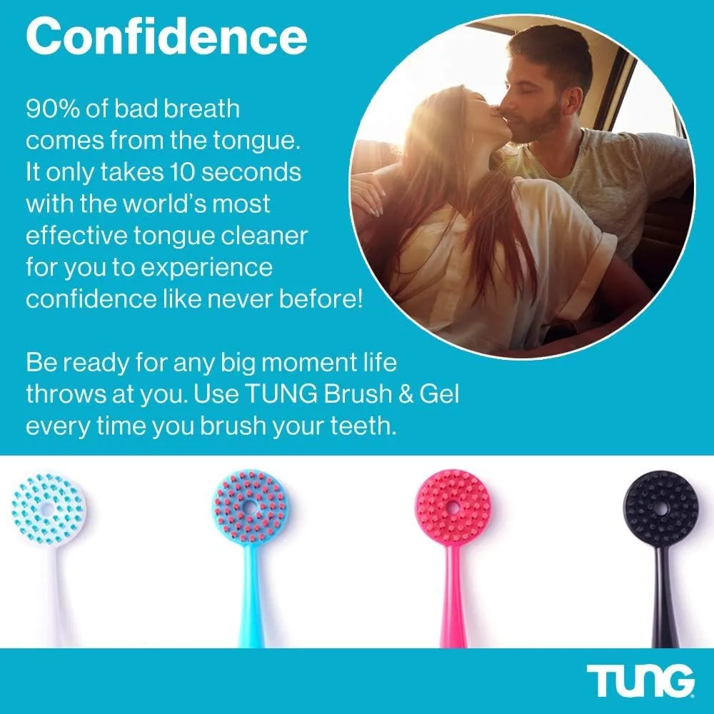 Tung Plastic Tongue Scraper with Protective Caps, Tongue Brush, Tongue Cleaner for Adults, Scrubber, Plastic, Fight Bad Breath and Halitosis | Tongue Scraper Cleaner, Made in America, 2-Pack w/Cap