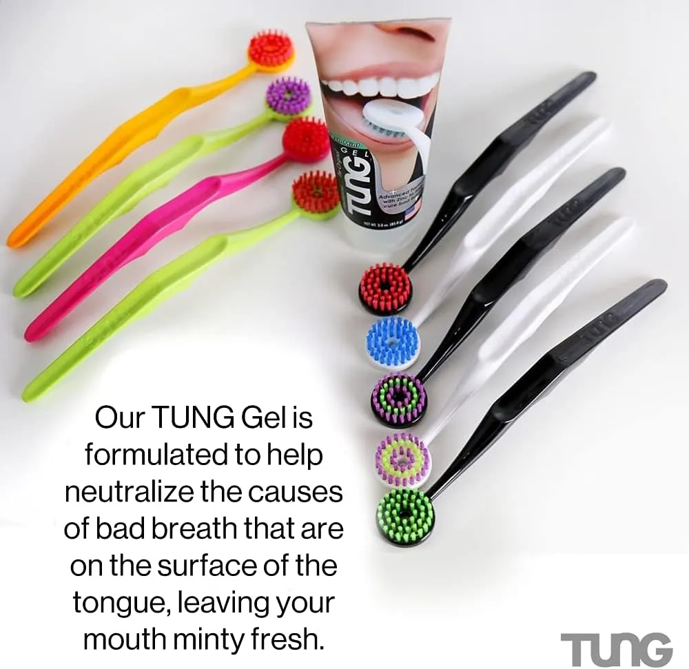 Tung Plastic Tongue Scraper with Protective Caps, Tongue Brush, Tongue Cleaner for Adults, Scrubber, Plastic, Fight Bad Breath and Halitosis | Tongue Scraper Cleaner, Made in America, 2-Pack w/Cap